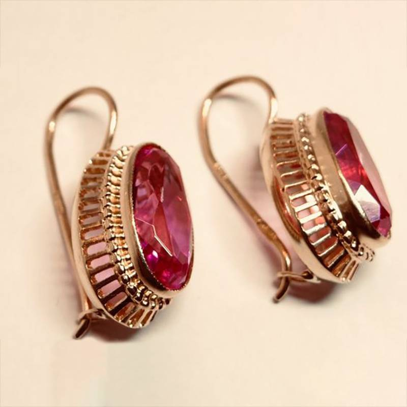 Zara™ | Vintage Rote Kristall roségoldene Ohrringe