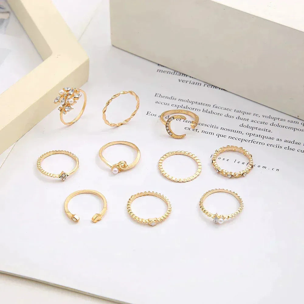 Boho™ | Silber- und Goldring-Set (10 Paar)