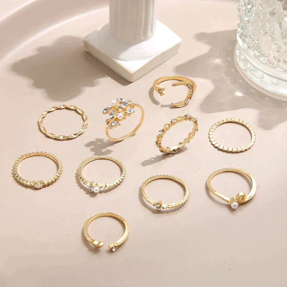 Boho™ | Silber- und Goldring-Set (10 Paar)
