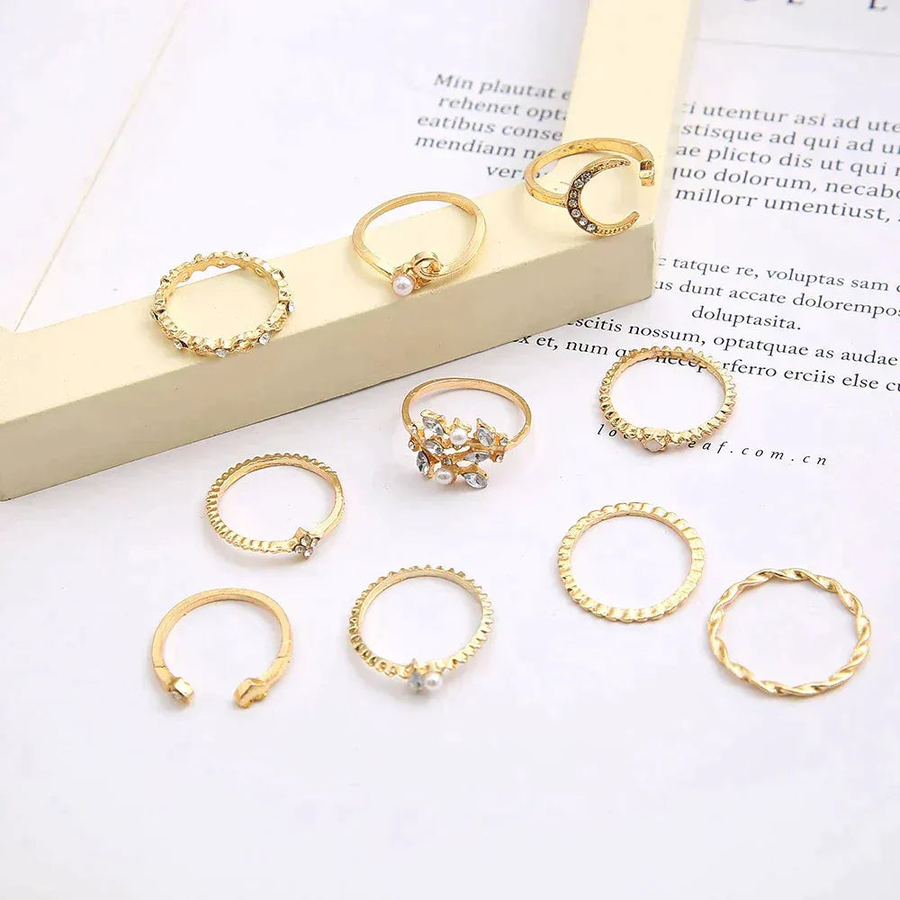 Boho™ | Silber- und Goldring-Set (10 Paar)